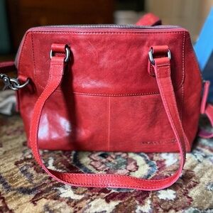 Spikes & Sparrow Red Leather Shoulder Bag